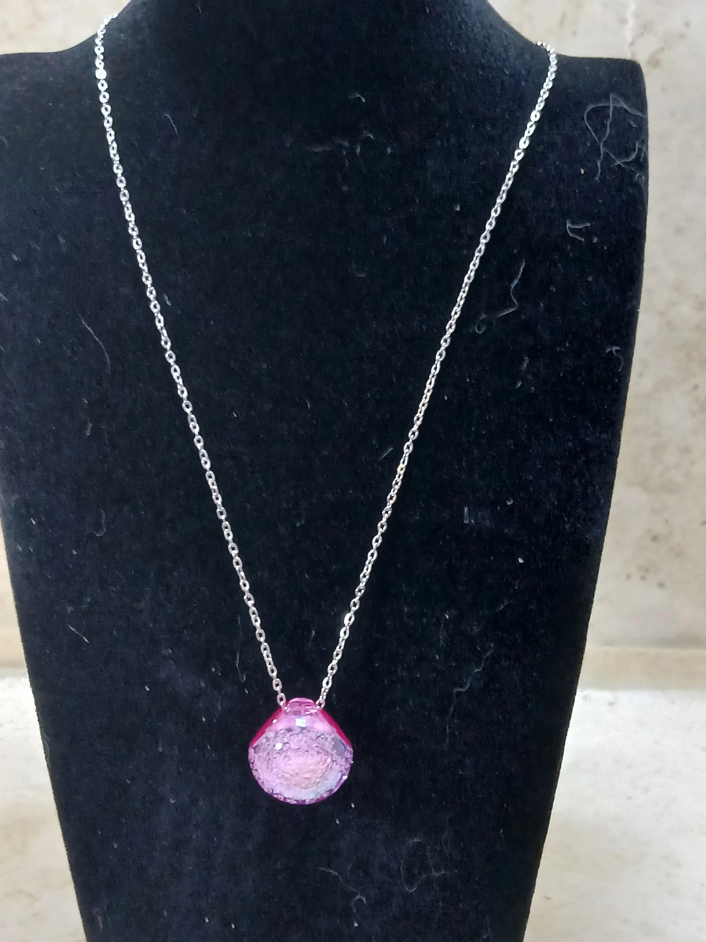 Purple Bubble pendant necklace on silver 18" chain - Crazy Cat Lady Crafts