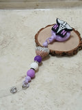 Purple and white retractable RN badge holder - Crazy Cat Lady Crafts