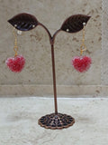 Red sparkly heart dangle earrings - Crazy Cat Lady Crafts