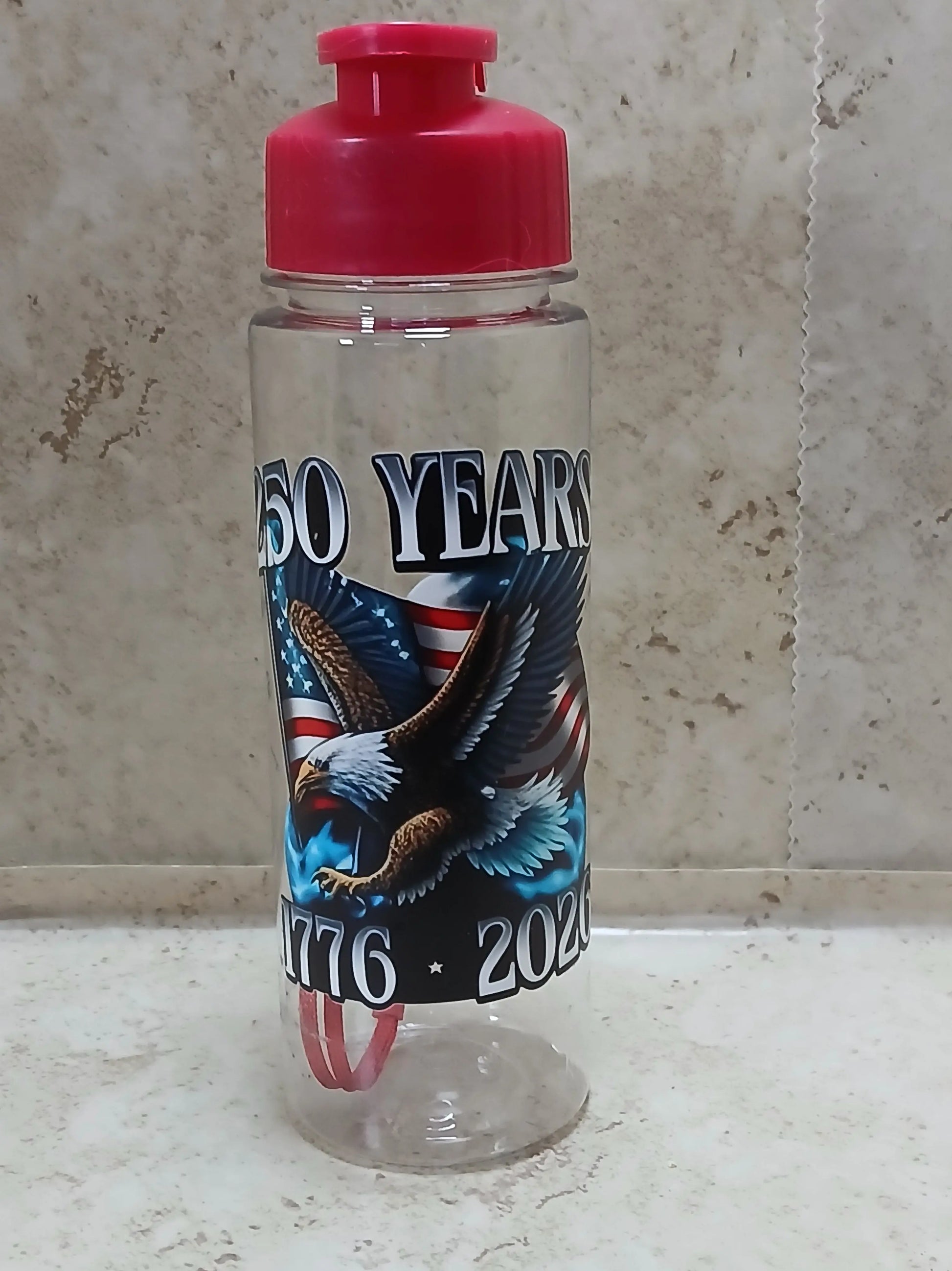 USA 250 anniversary 17oz water bottle with an eagle and flag design - Crazy Cat Lady Crafts