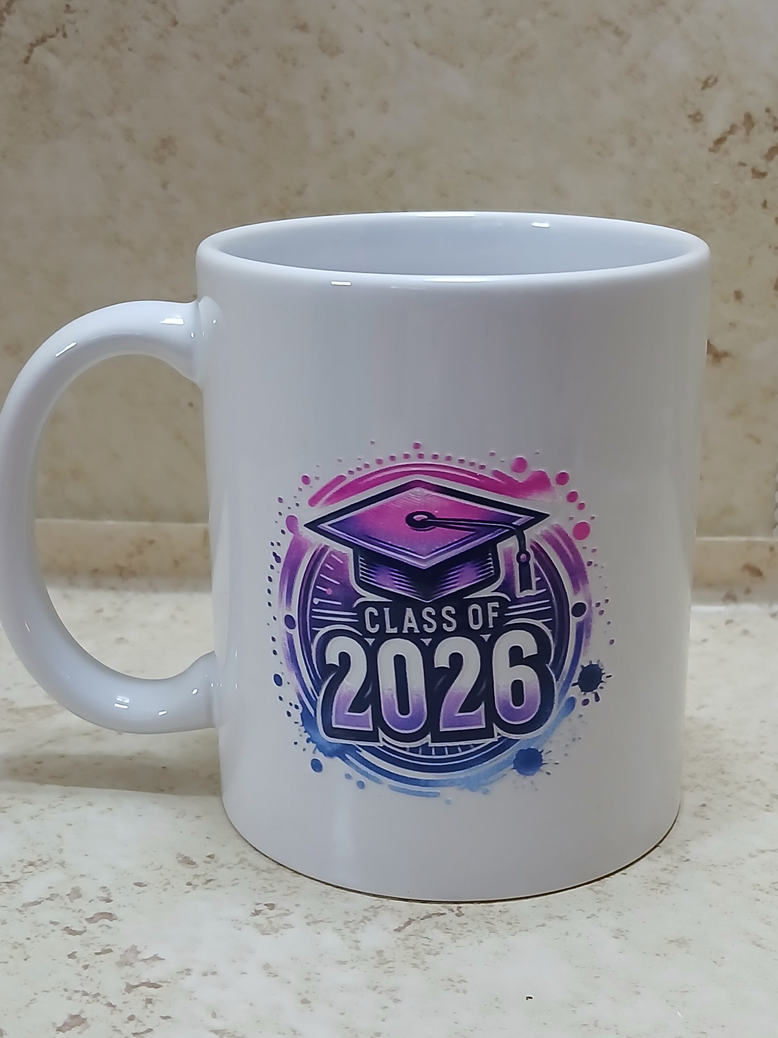 Graduation class of 2026 coffee mug with a graduation cup design in different colors