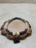 Magnetic stretchy bracelet with a pow print charm - Crazy Cat Lady Crafts