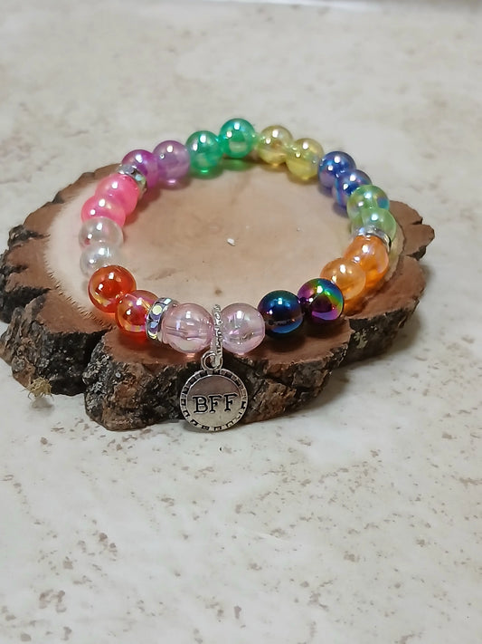 Multi colored BFF stretchy bracelet - Crazy Cat Lady Crafts