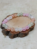 Multi pastel colored crackle beaded stretchy bracelet - Crazy Cat Lady Crafts