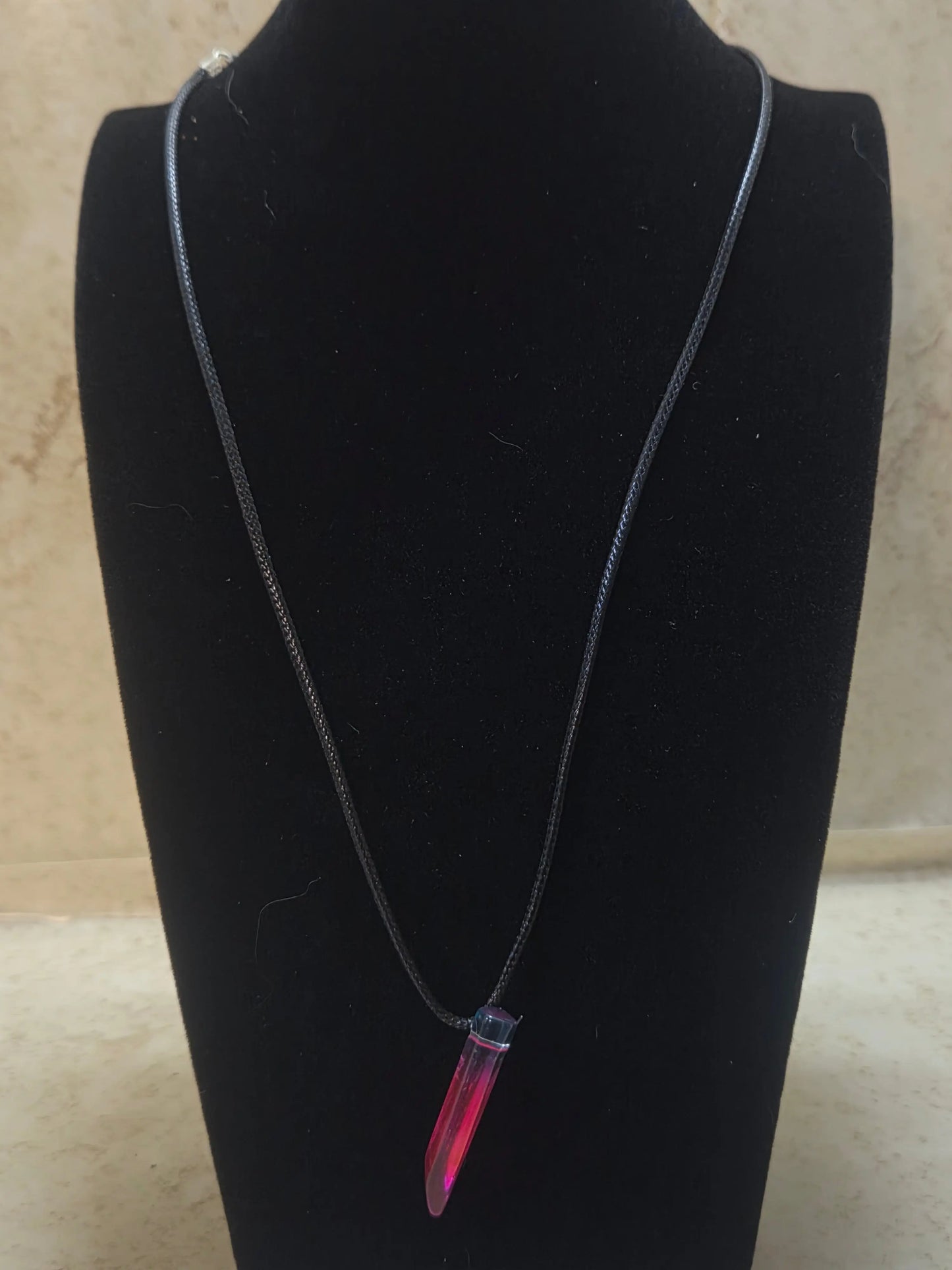Pink and blue ombre triangle point pendant necklace - Crazy Cat Lady Crafts