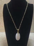 White quartz oval pendant necklace - Crazy Cat Lady Crafts