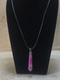 Pink white and black swirl agate hexagonal point pendant necklace - Crazy Cat Lady Crafts