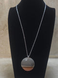 Grey and tan round pendant necklace - Crazy Cat Lady Crafts