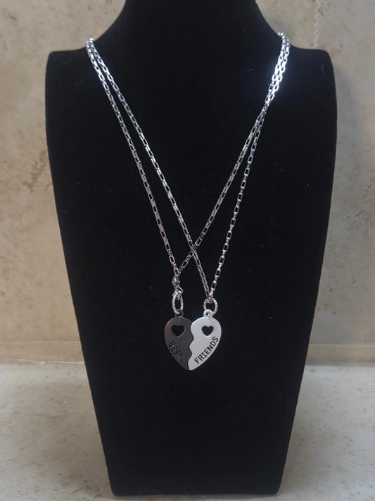 Set of Black and white 2 piece best friends magnetic pendant necklace - Crazy Cat Lady Crafts
