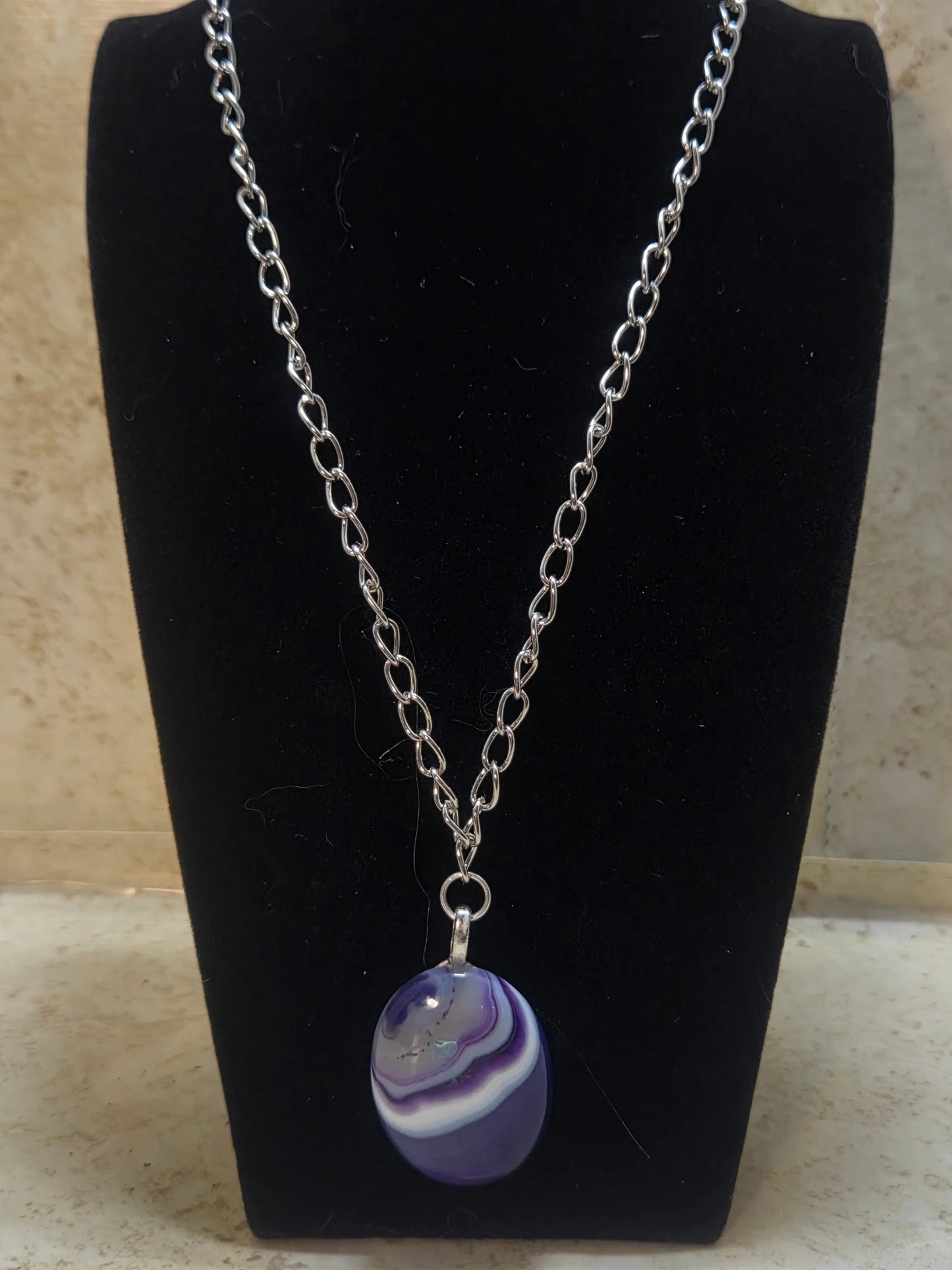 Purple agate pendant necklace - Crazy Cat Lady Crafts