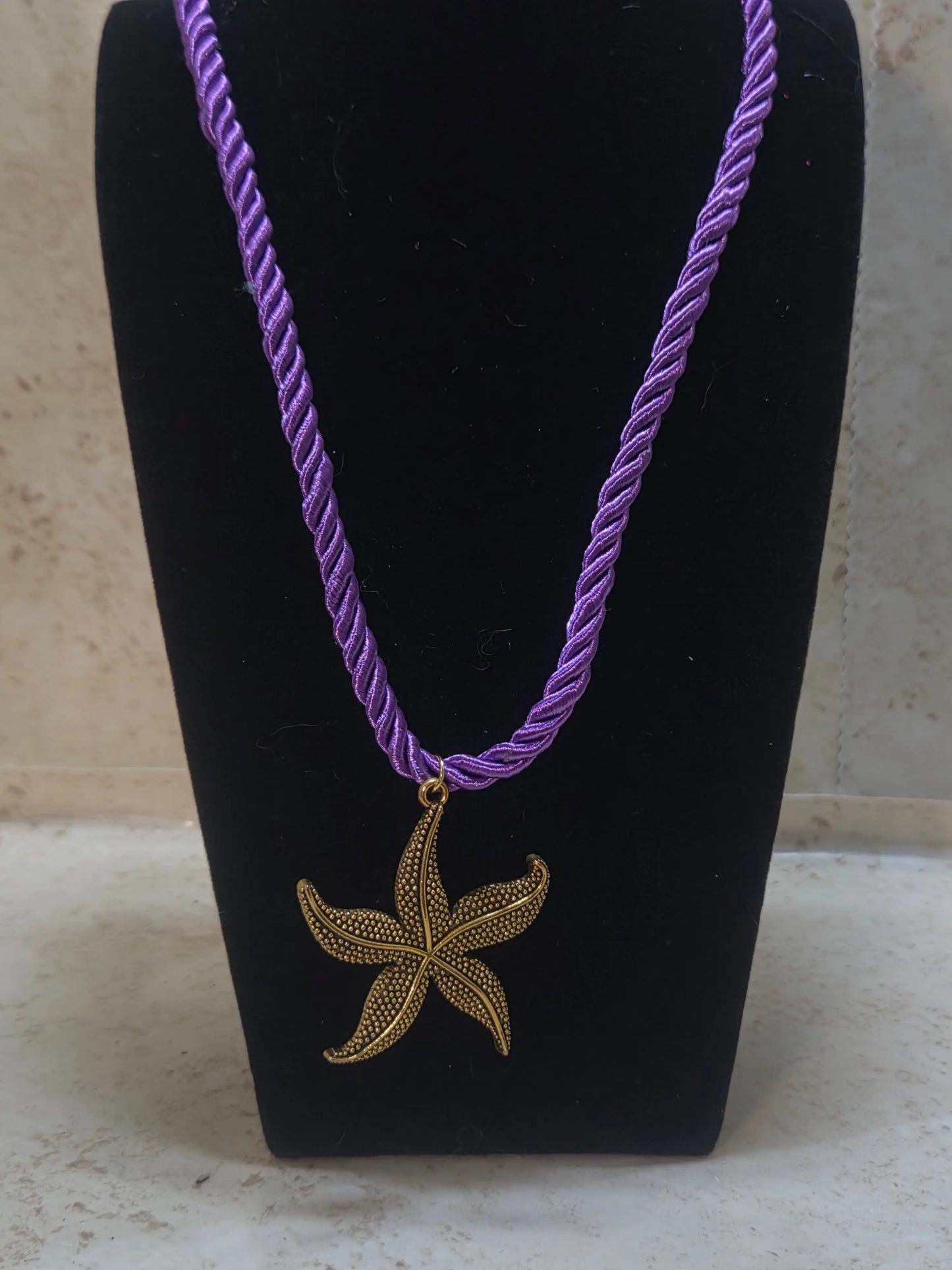 2 different 1.5 inch gold starfish that have different cords and claps combo neckllaces - Crazy Cat Lady Crafts