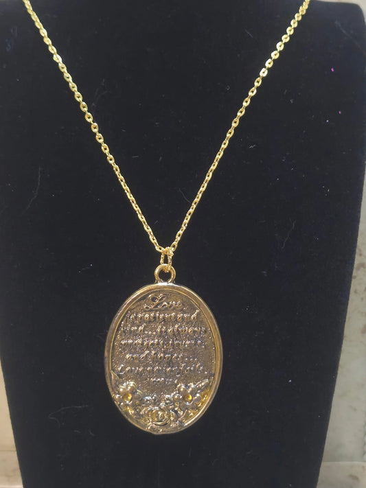2 inch gold oval with antiquing applied with a saying on pendant necklace - Crazy Cat Lady Crafts