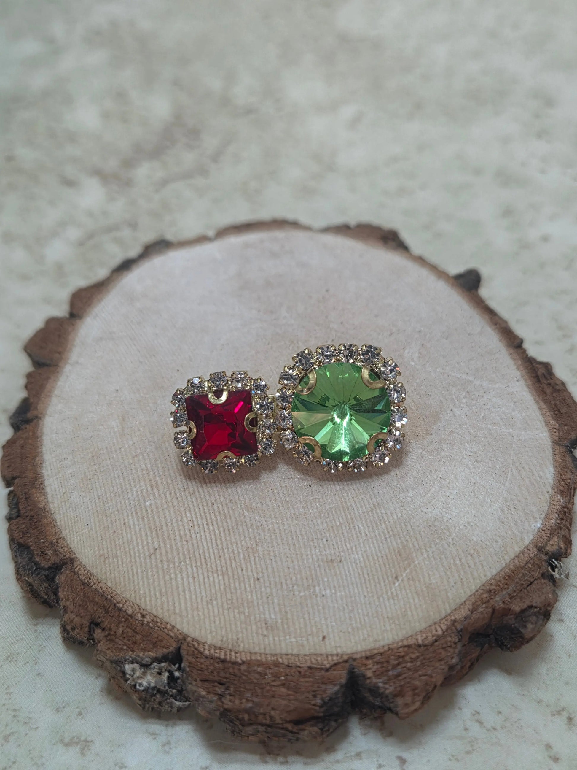 Green and Red Sparkly brooch - Crazy Cat Lady Crafts