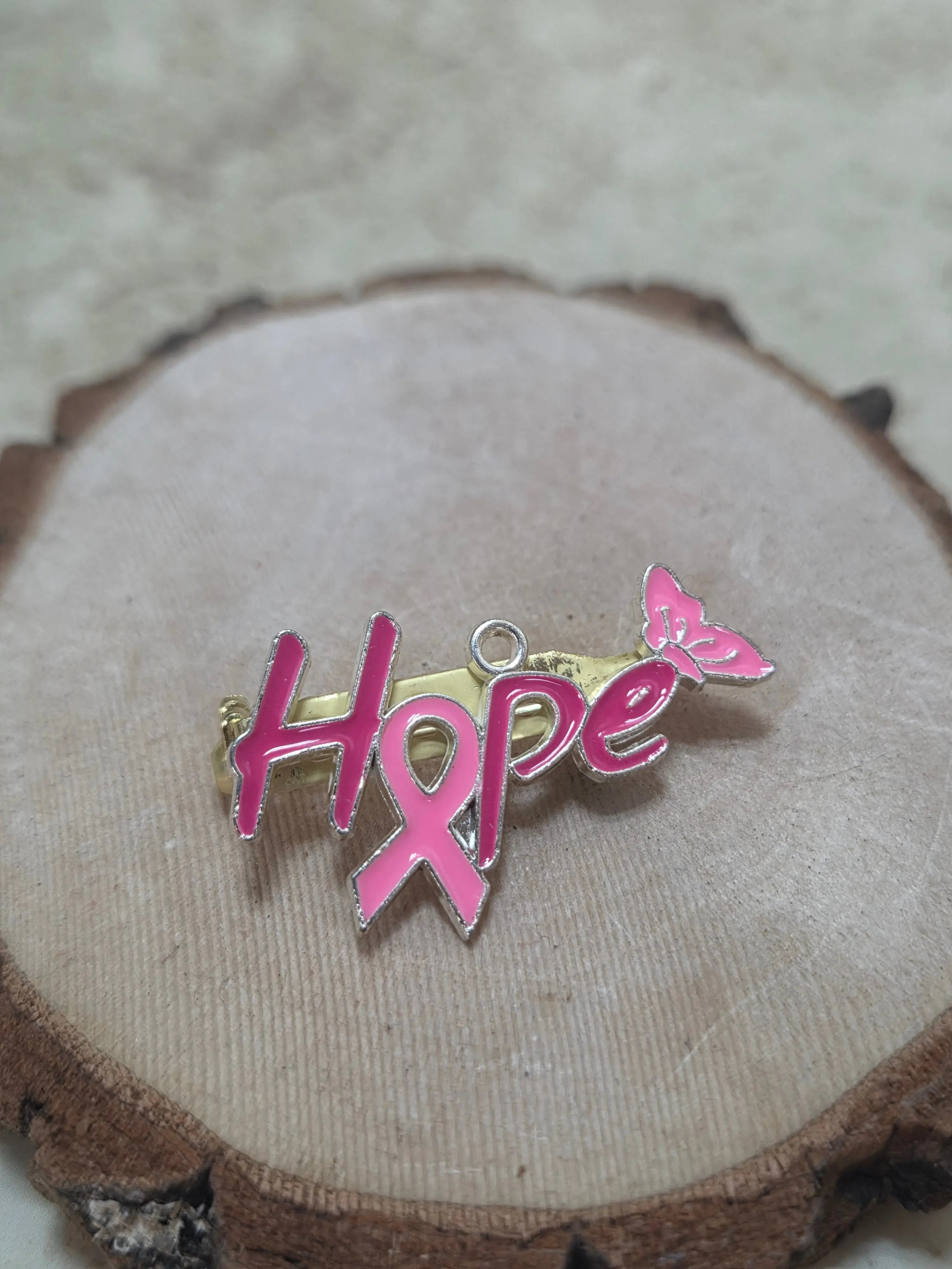 Breast cancer Hope brooch - Crazy Cat Lady Crafts