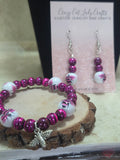 Pink and black swirl beads and larger with beads with pink and black bees 2 piece jewelry set - Crazy Cat Lady Crafts