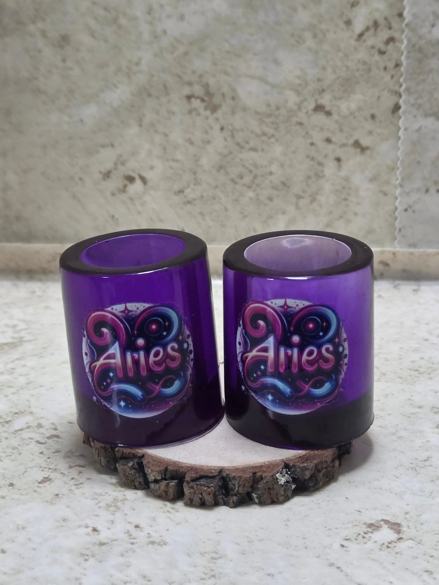 Set of 2 purple Airies 2 inch food safe resin shot glasses - Crazy Cat Lady Crafts