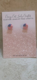 USA flag stud earrings - Crazy Cat Lady Crafts