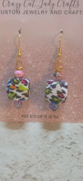 round multi colored leopard print earrings - Crazy Cat Lady Crafts