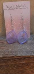 Purple oval earrings with a oval cut out and textured front - Crazy Cat Lady Crafts