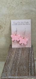Pink silicone butterfly earrings - Crazy Cat Lady Crafts