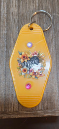 Yellow best mom ever with flowers and 2 crystal hotel key chain - Crazy Cat Lady Crafts