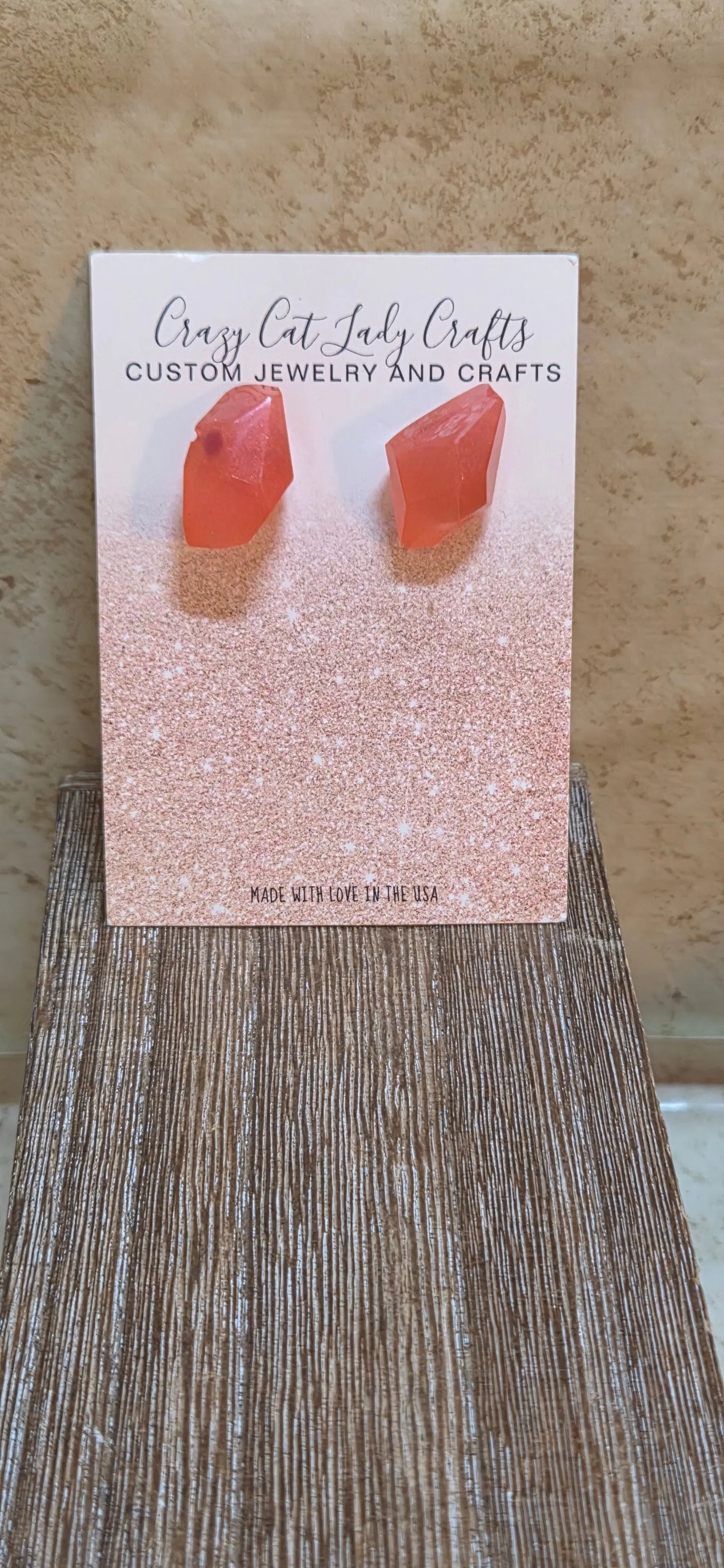 Faceted irregular shaped resin post earrings - Crazy Cat Lady Crafts