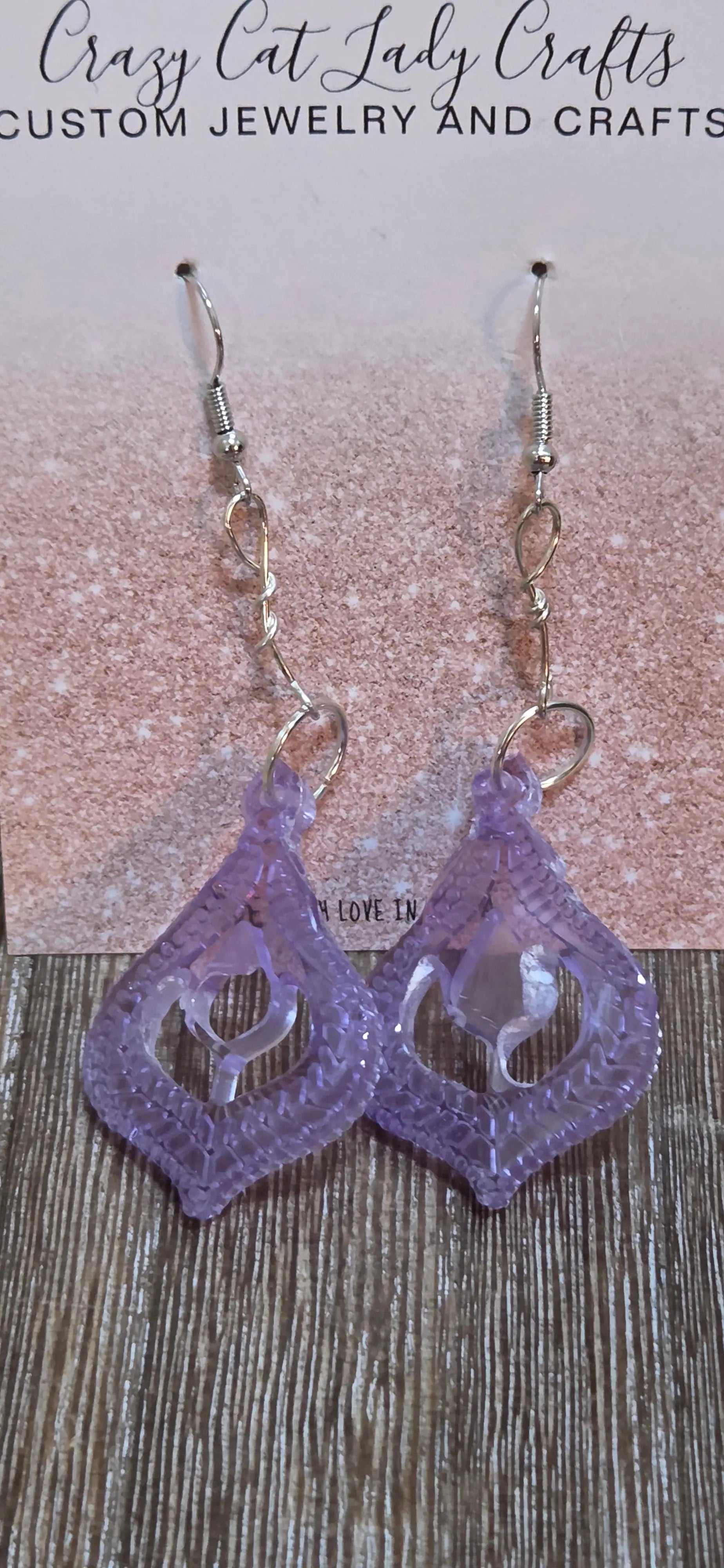 Purple Ornate and textured resin earrings - Crazy Cat Lady Crafts