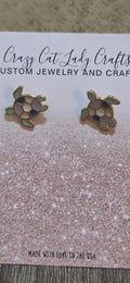 Multi colored sea turtles post earrings - Crazy Cat Lady Crafts