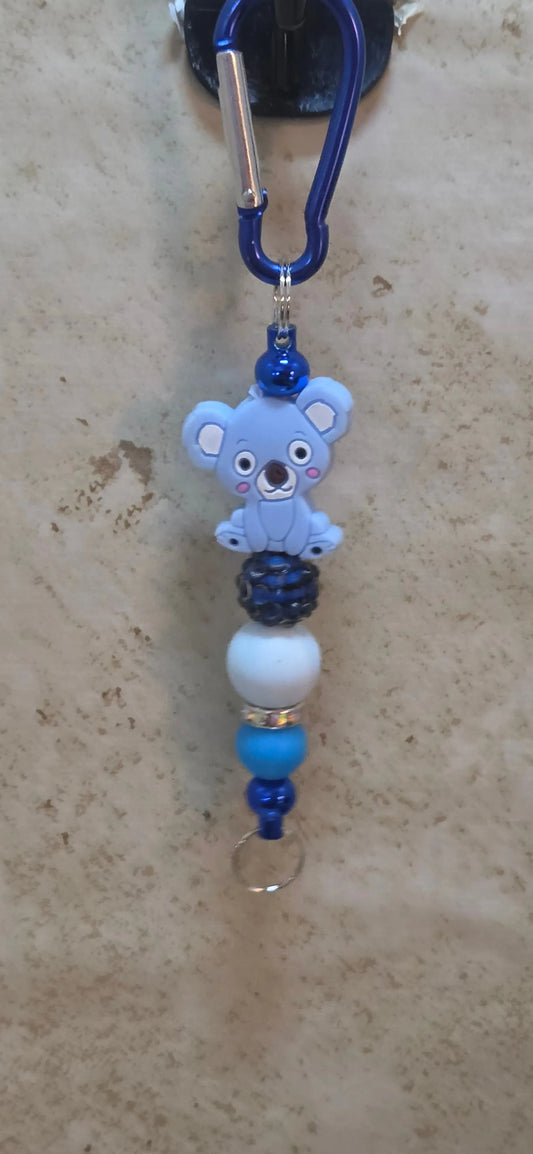 Blue koala bear beaded bag tag - Crazy Cat Lady Crafts