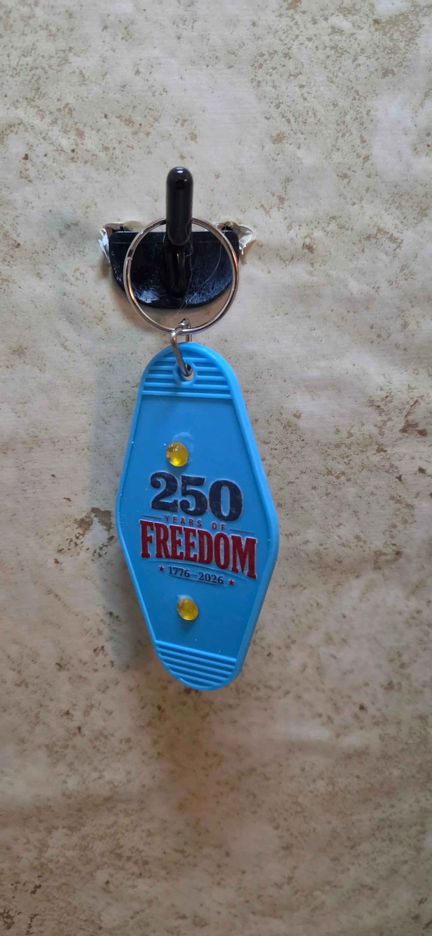 250 years of Freedom replica of a hotel key in blue - Crazy Cat Lady Crafts