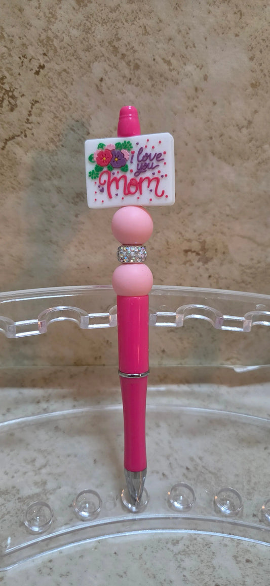 I Love you mom pink pen - Crazy Cat Lady Crafts