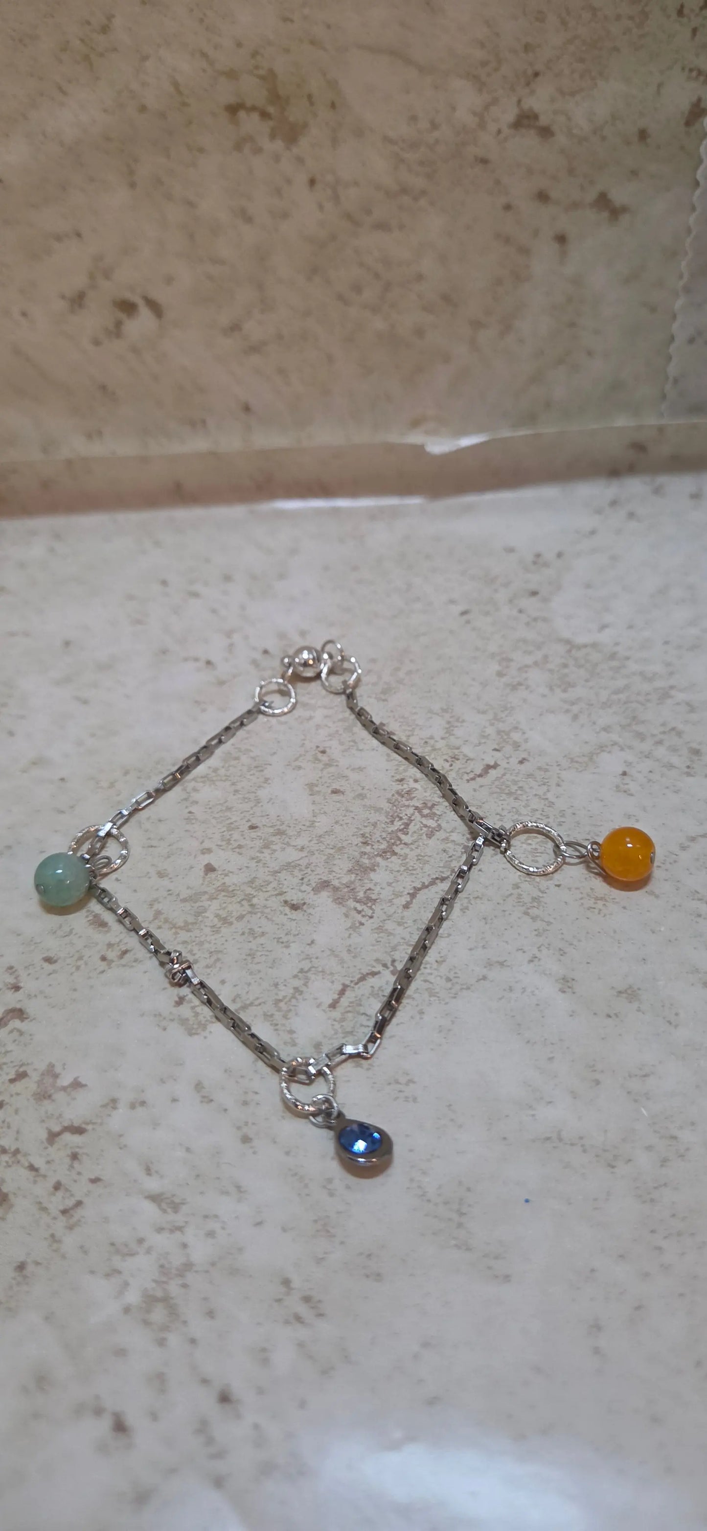 Chain Anklet with dragon Vein beads - Crazy Cat Lady Crafts