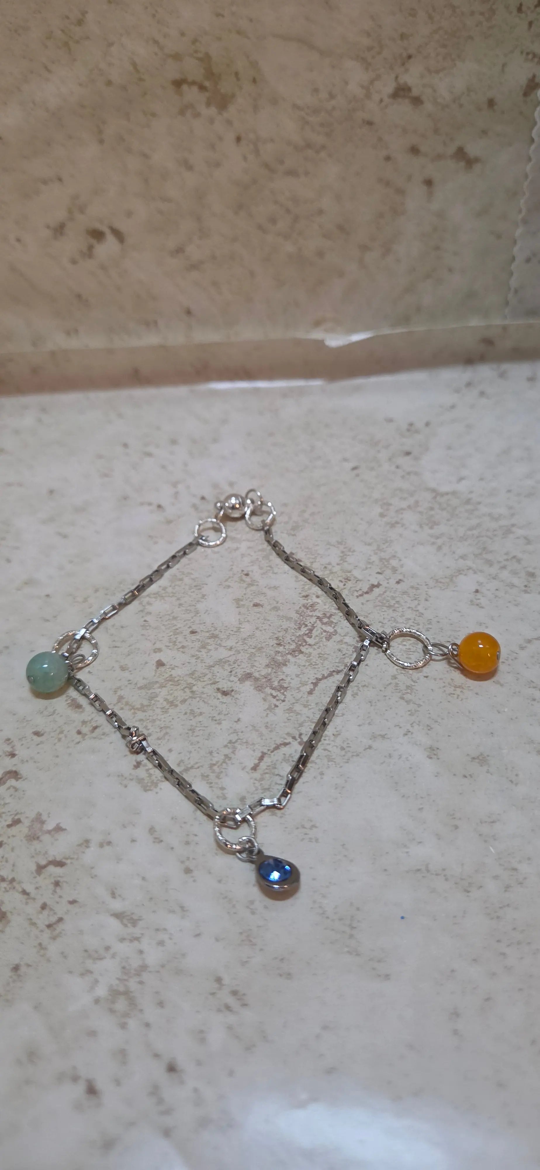 Chain Anklet with dragon Vein beads - Crazy Cat Lady Crafts