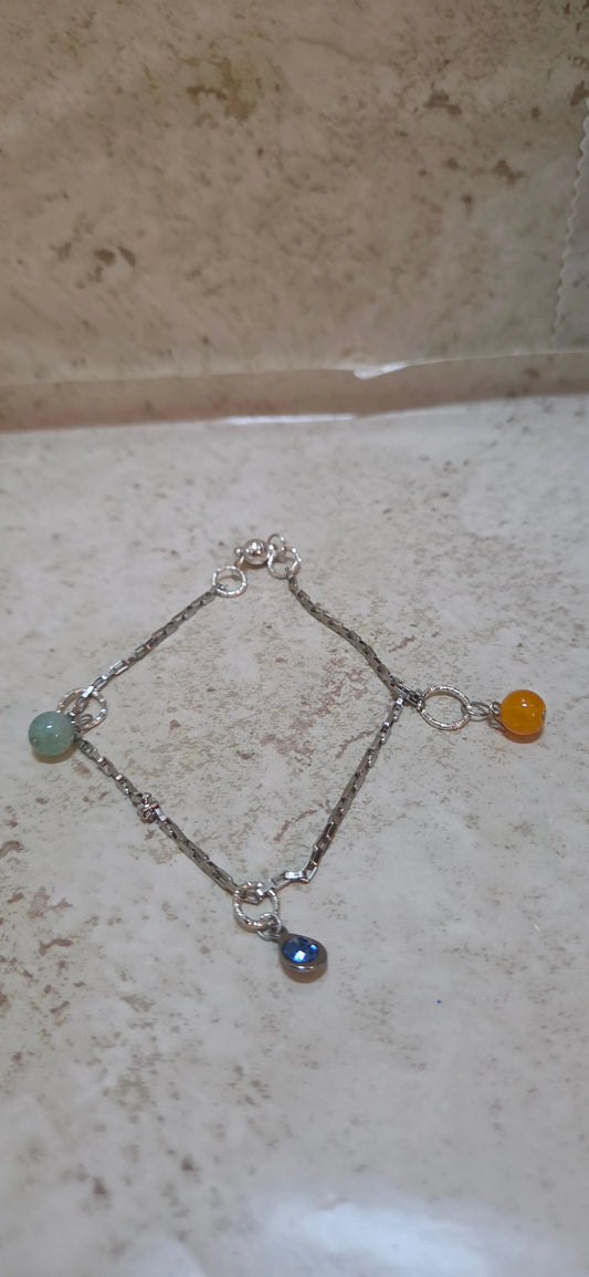 Chain Anklet with dragon Vein beads - Crazy Cat Lady Crafts