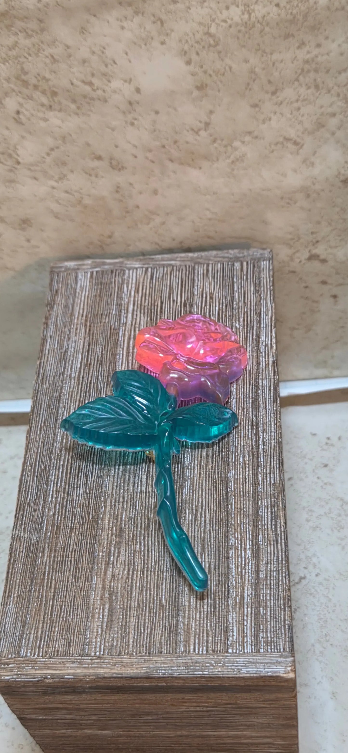 4 inch long resin rose brooch - Crazy Cat Lady Crafts