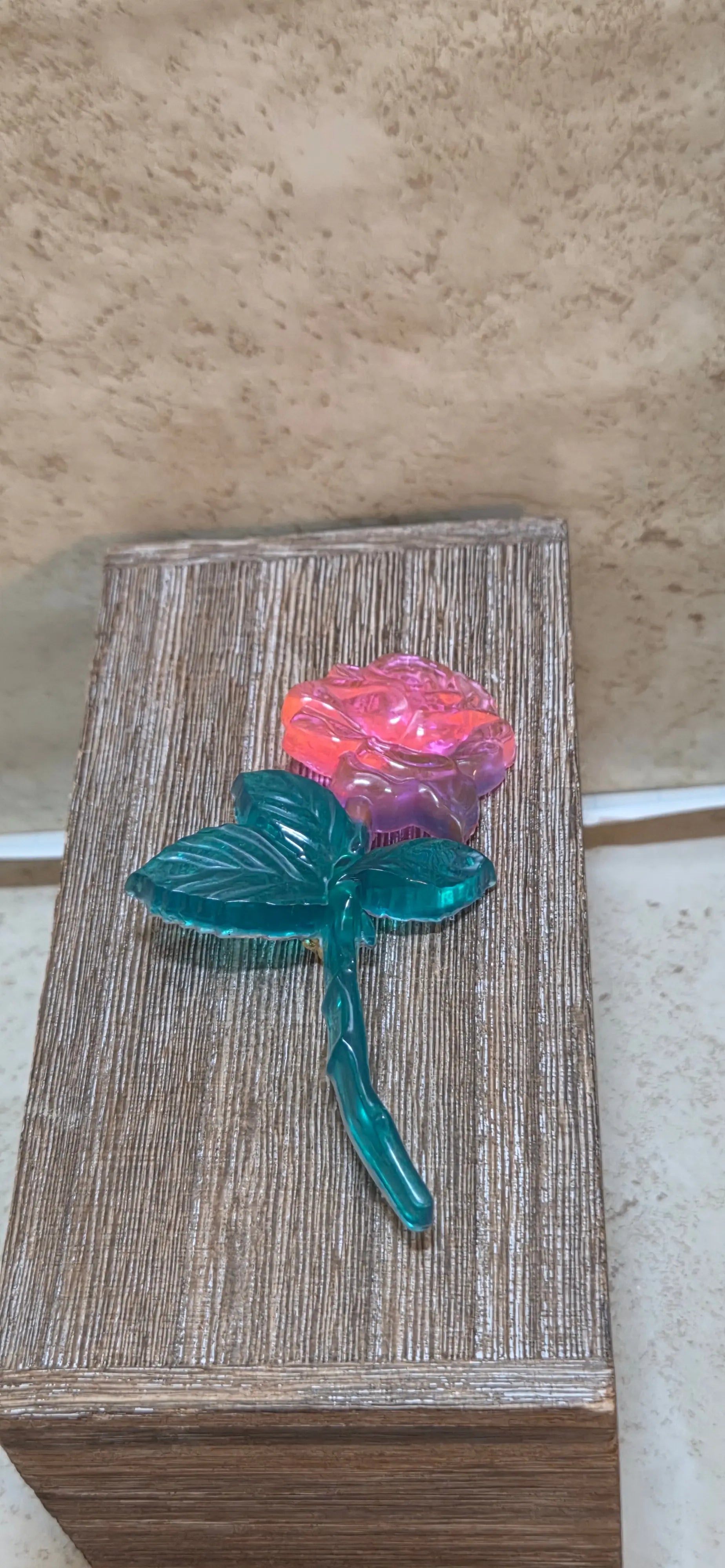 4 inch long resin rose brooch - Crazy Cat Lady Crafts