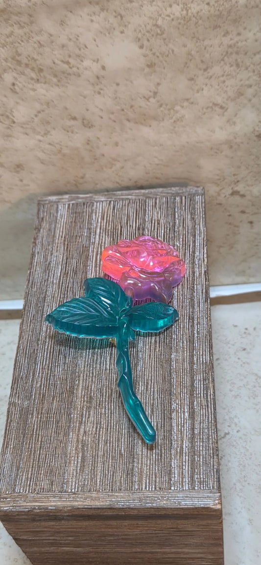 4 inch long resin rose brooch - Crazy Cat Lady Crafts