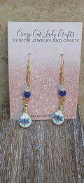 Light bulb shaped enamel earrings charms with painted dragonflies - Crazy Cat Lady Crafts