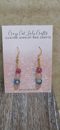 Faceted red and white and blue earrings - Crazy Cat Lady Crafts