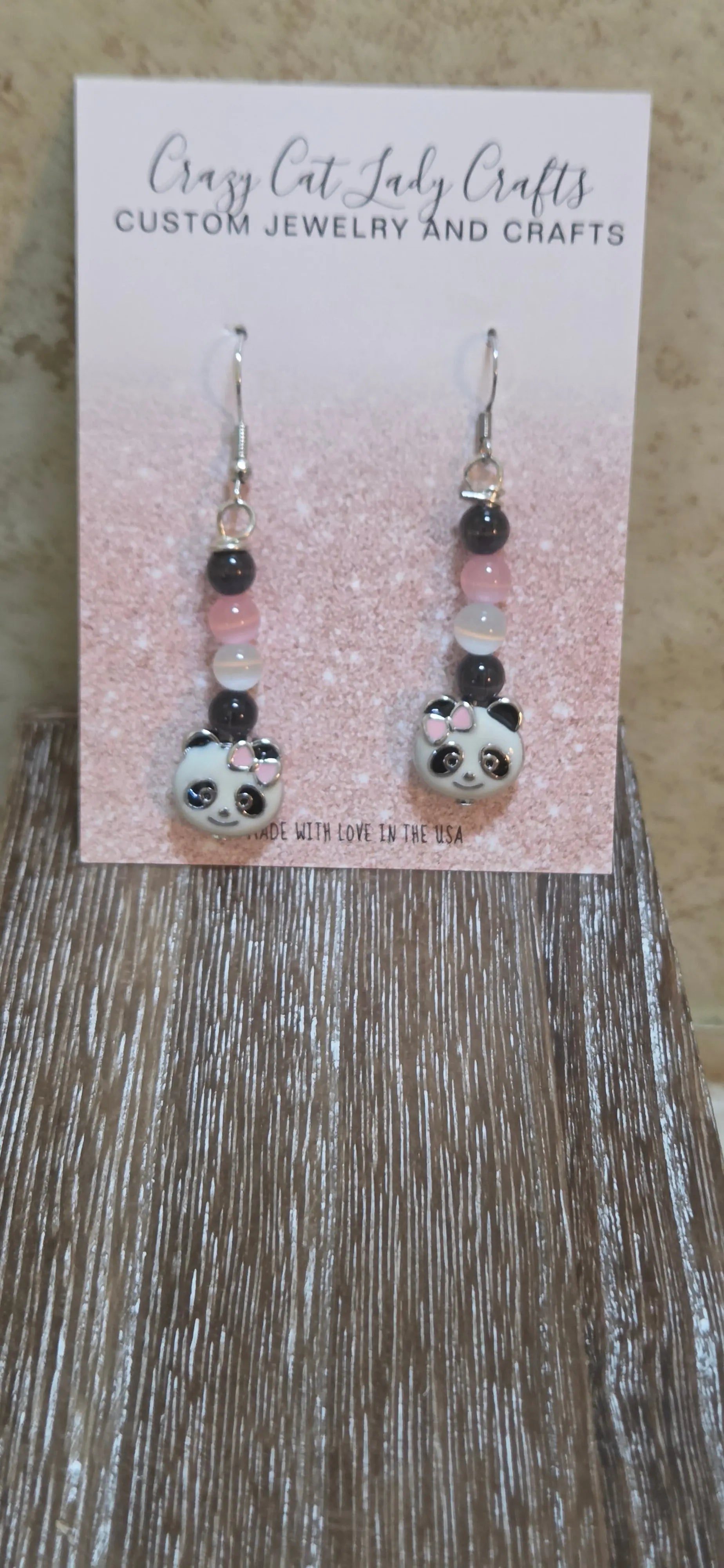Cute girl panda dangle earrings - Crazy Cat Lady Crafts