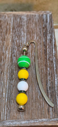 Small silver metal hook beaded tennis bookmark - Crazy Cat Lady Crafts