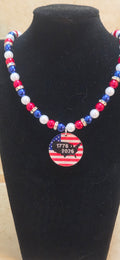 America's 250 red white and blue beaded necklace