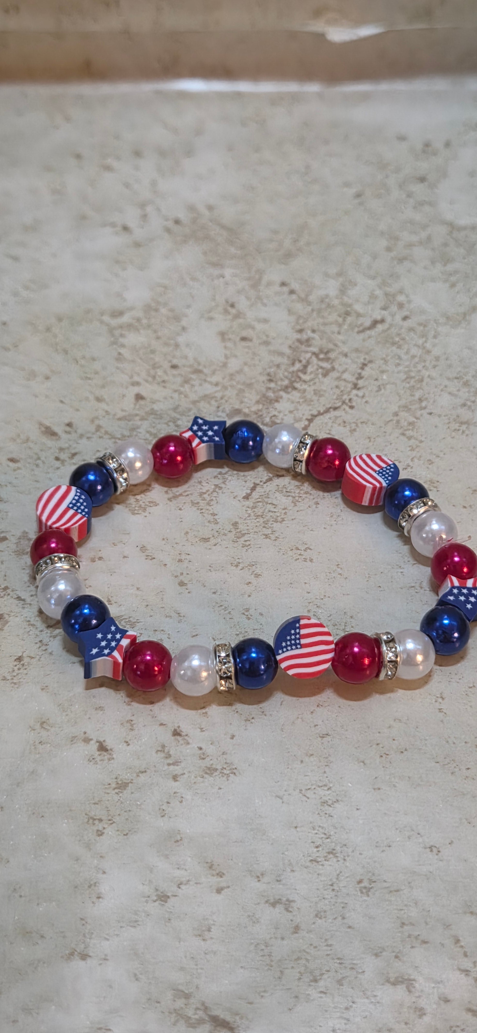Handcrafted patriotic bracelet