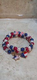 Handcrafted double patriotic bracelet