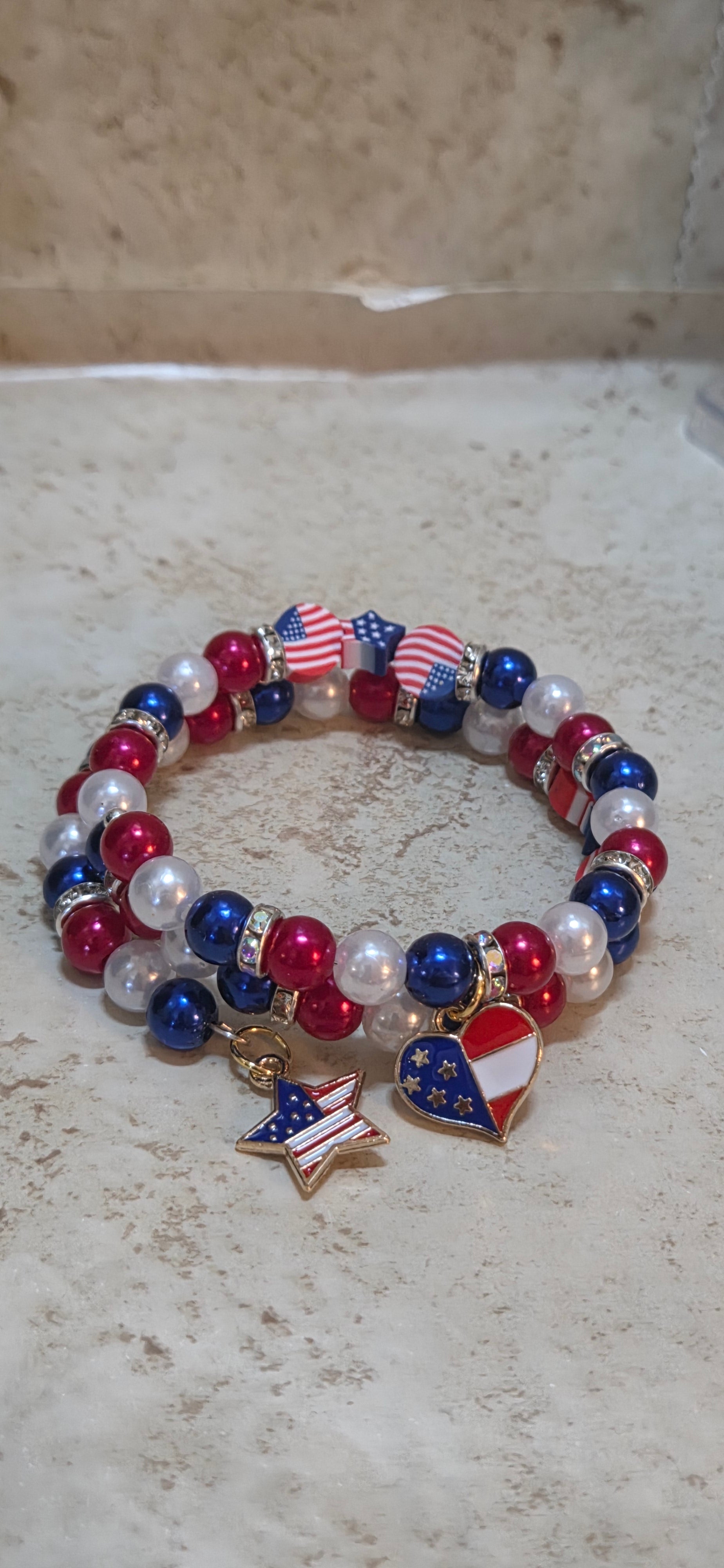 Handcrafted double patriotic bracelet
