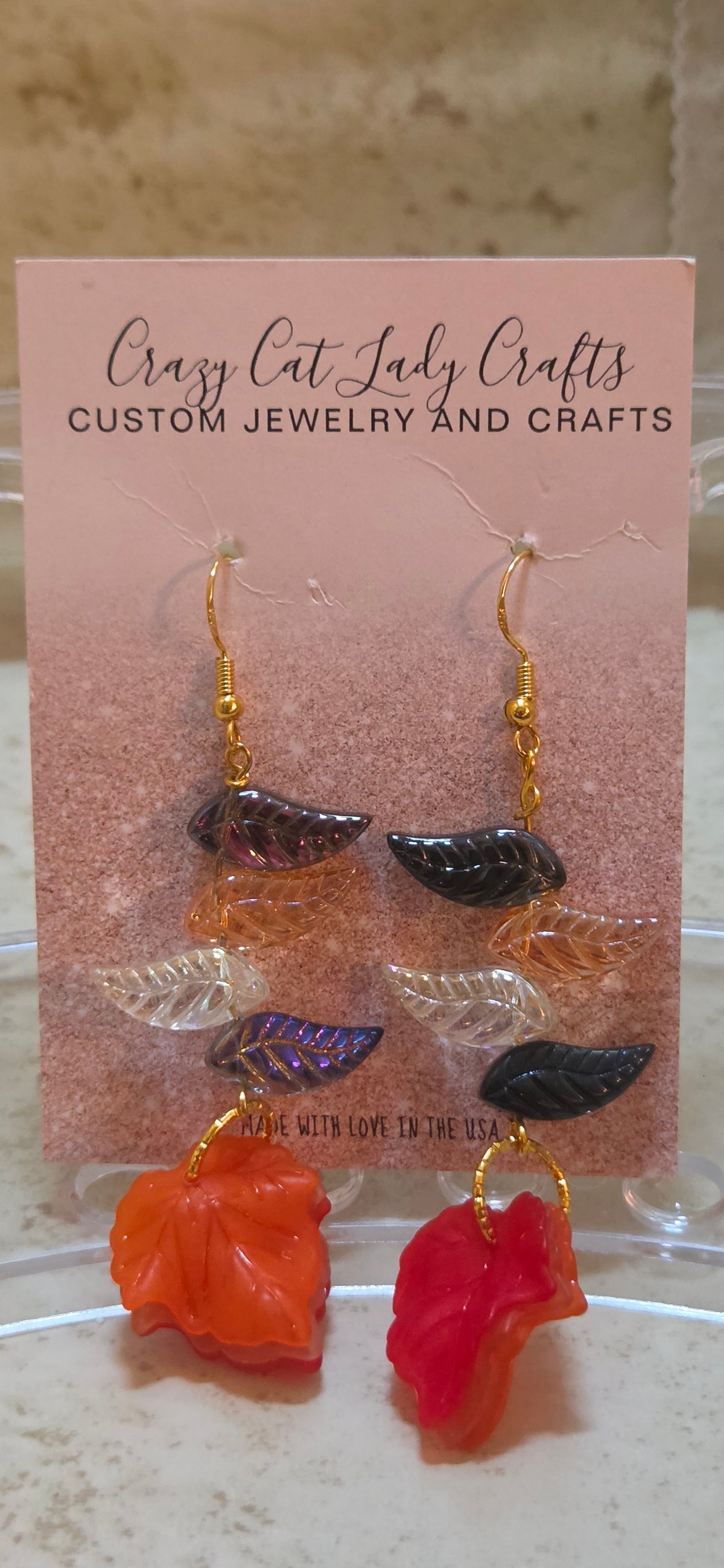 2 inch dangly fall falling leaves earrings