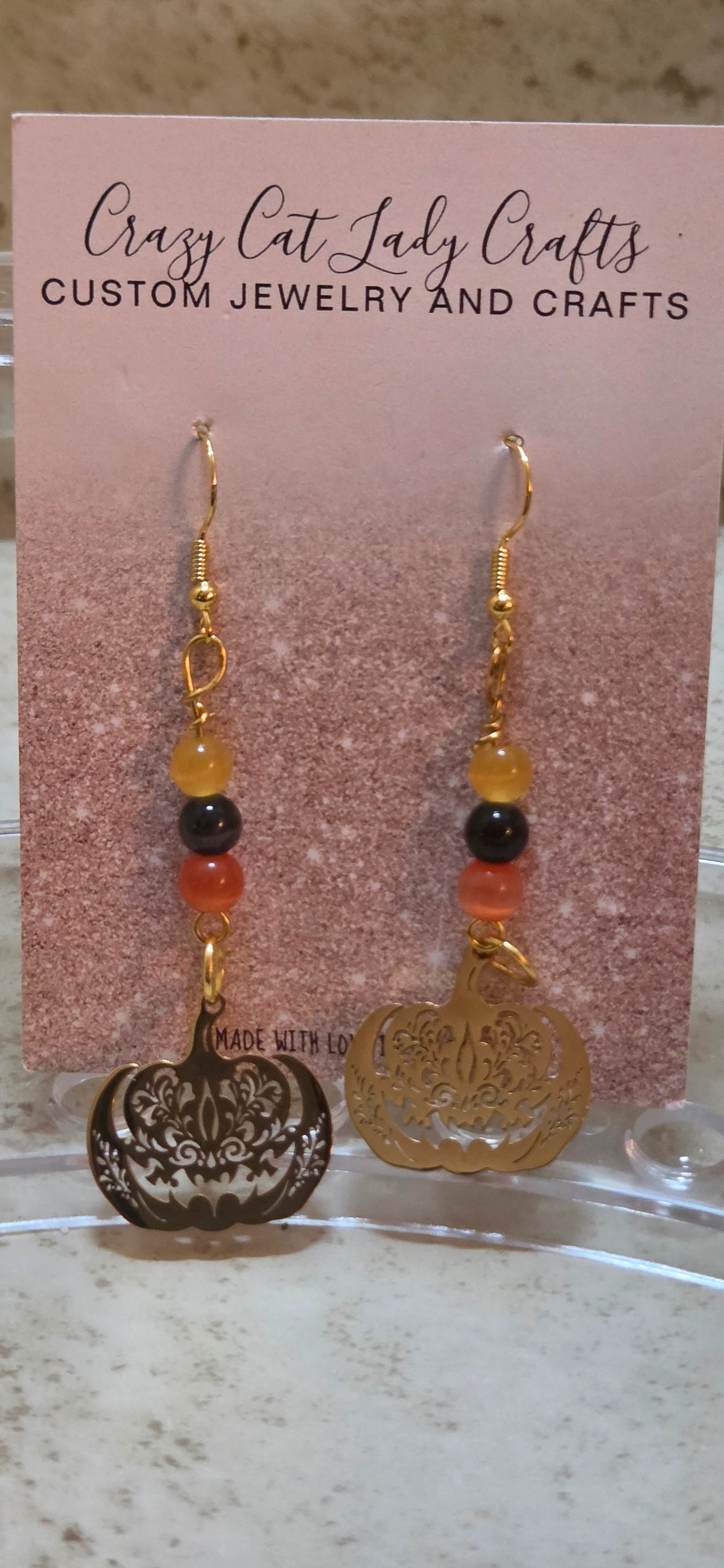 2.5 inch fall dangly pumpkin earrings