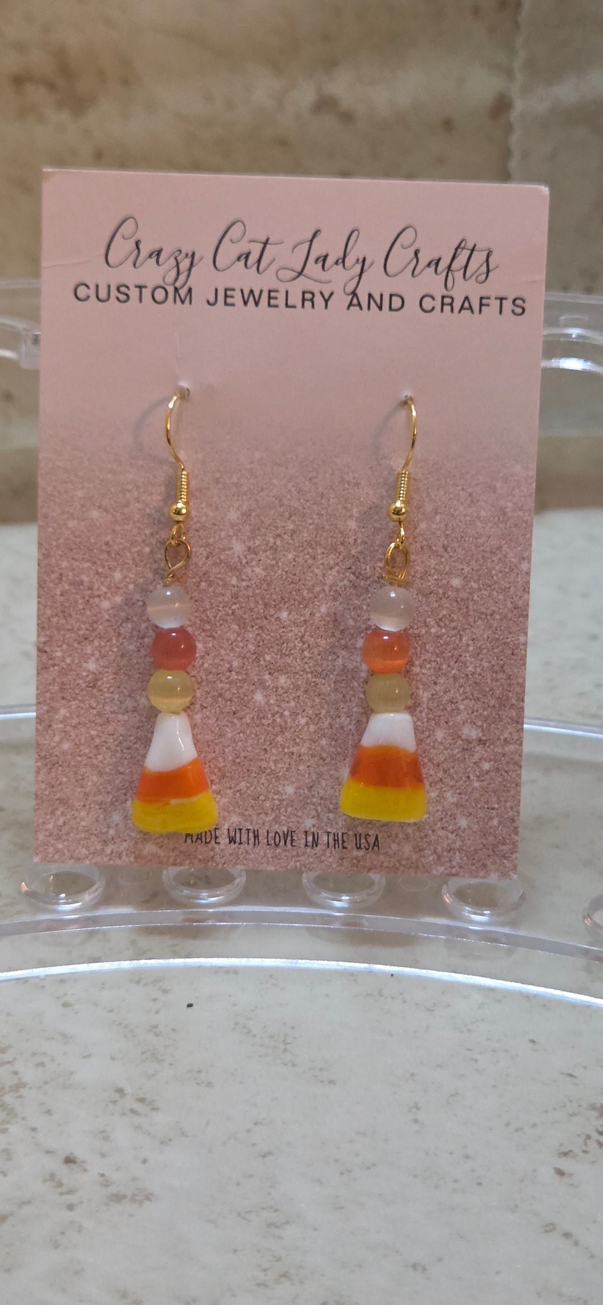 Fall yellow orange and white candy corn earrings