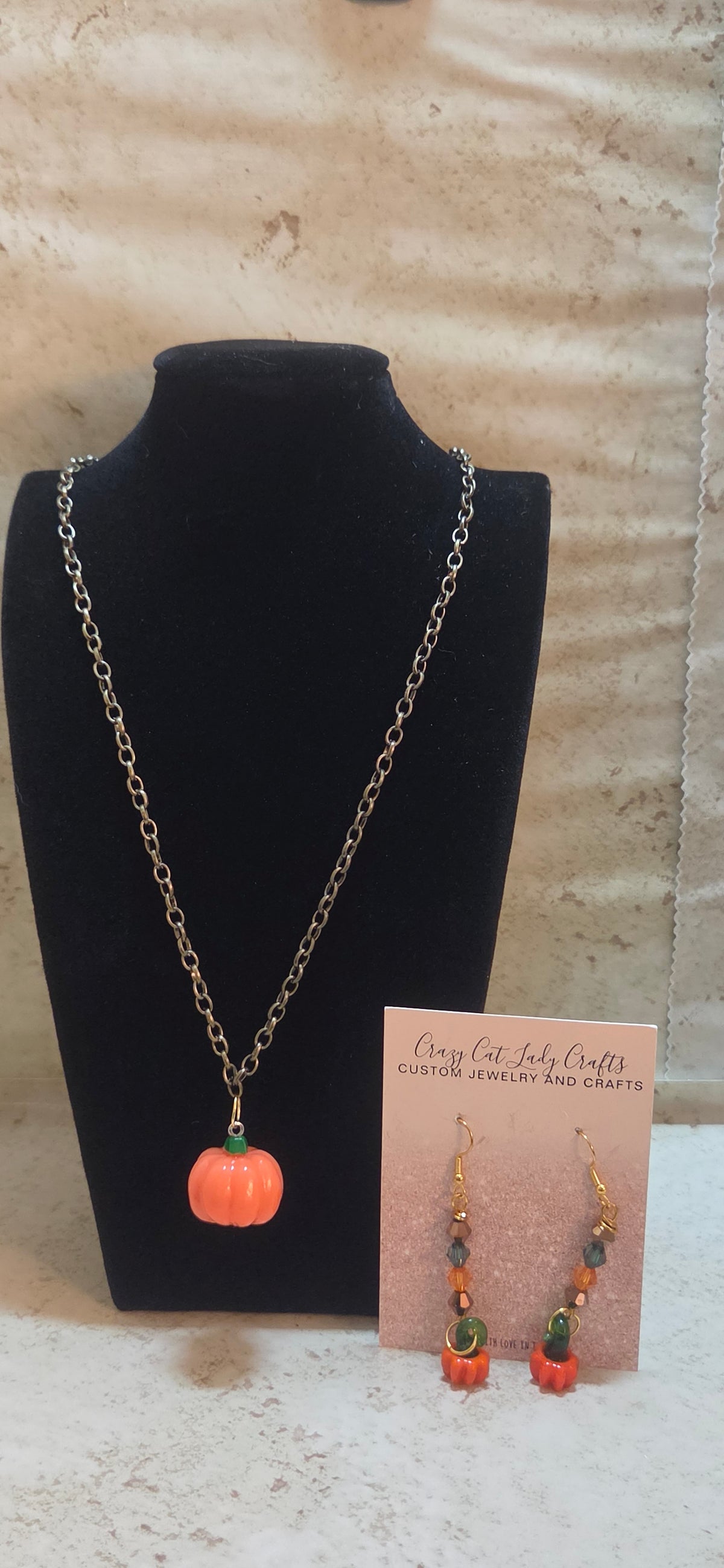 2pc fall earrings and necklace set with pumpkins