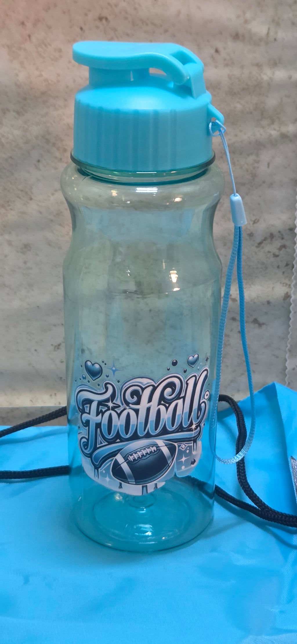 Fall Back to School special 17 oz plastic colored waterbottle and matching colored nylon string backpack